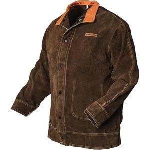 Leather Welding Jacket for Men Women Heat Flame Resistant Welding Coat